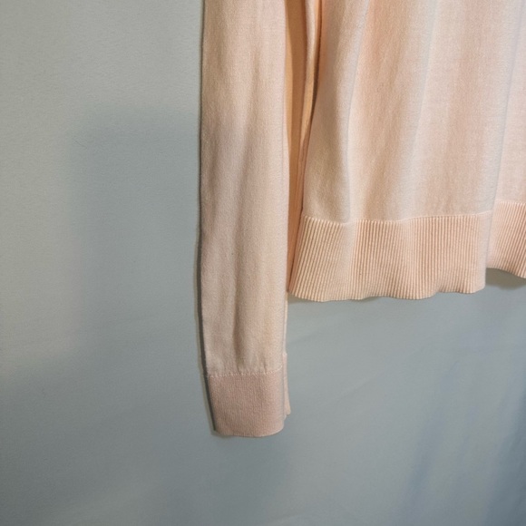 Loft Pink Knit Cotton Long Sleeve Front Pearlized Buttons Sweater Cardigan M - Picture 6 of 7